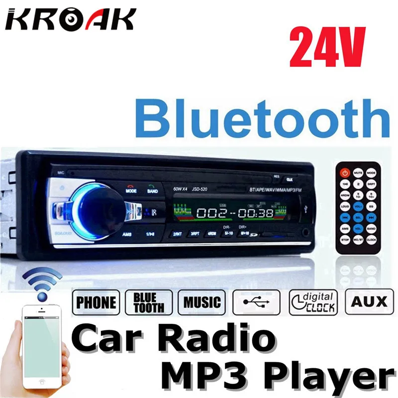 24V Car Radio Bluetooth Auto Car Audio Stereo Player Support Phone AUX
