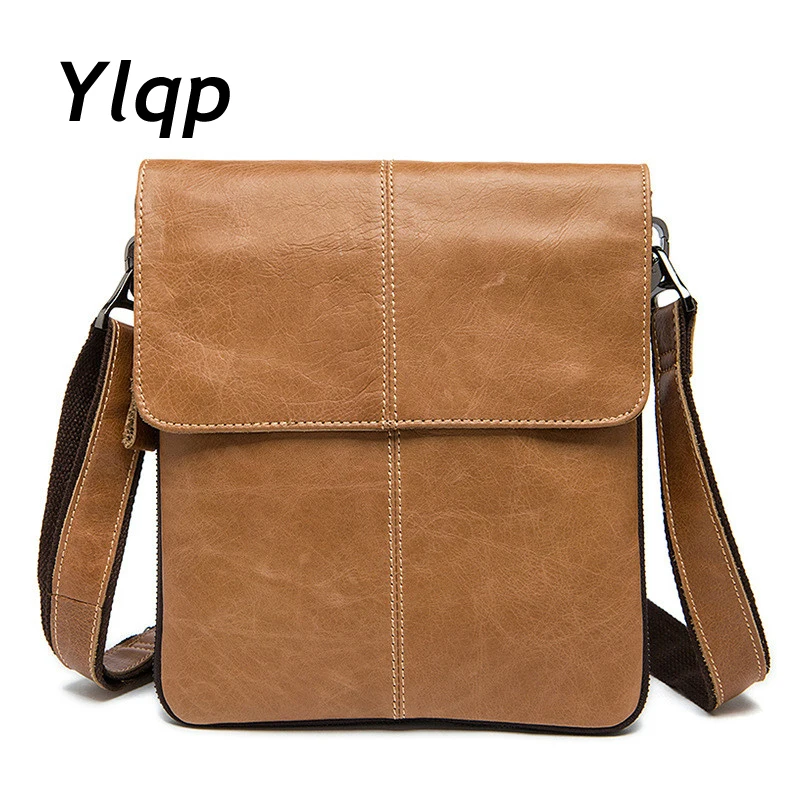 

Ylqp Men's Bags Genuine Leather Male Crossbody Bags Man's Shoulder Bag Strap Small Casual Flap Men Leather Messenger Hasp Bag