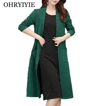 

OHRYIYIE Plus Size 5XL Women Cardigan Sweater 2020 Spring Autumn Floral Printed Knitted Sweater Laides Green Large Coat XL-5XL