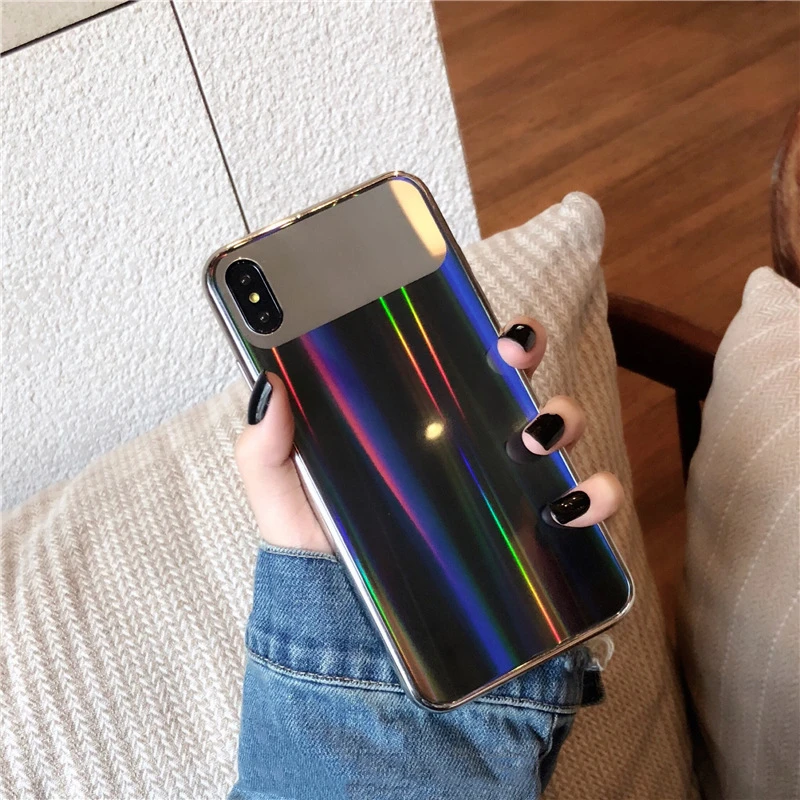 Модный Лазерный стеклянный чехол Aurora для iphone X XR XS Max женский 8 7 6 6s Plus | Мобильные