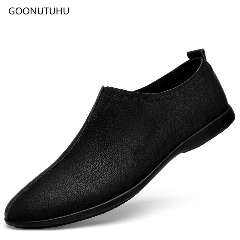 

Fashion Men's shoes casual loafers breathable man shoe genuine leather platform driving white & black shoes for men big size 12