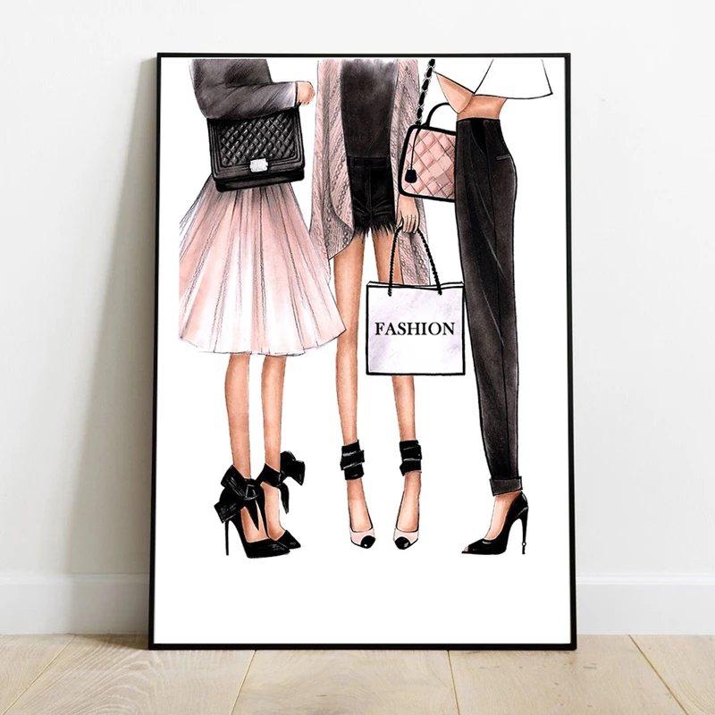 

NOOG Canvas Painting Fashion Girls Nordic Wall Pop Art Poster Prints Vogue Decoration Pictures For Living Room Decorative