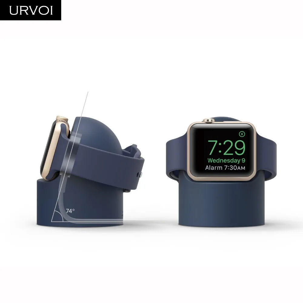 

URVOI stand for apple watch series 4 3 2 1 holder watchOS 5 Nightstand keeper silicone home charging dock for classic design