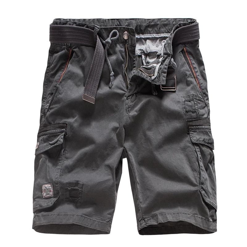 Мужские летние разноцветные однотонные шорты, пятиточечный пояс, мульти-комбинезоны с карманами и пляжные брюки