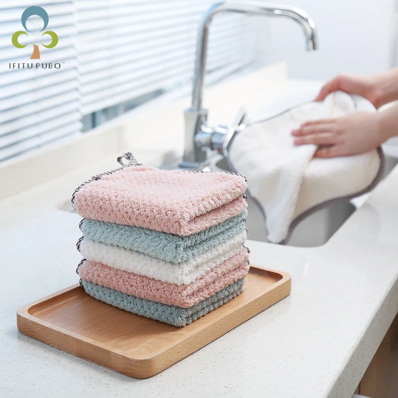 

Kitchen Cleaning Wash Cloth Microfiber Cloth Coral Velvet Glass Rags Wiping Scouring Pad Decontamination Dish Towels LYQ