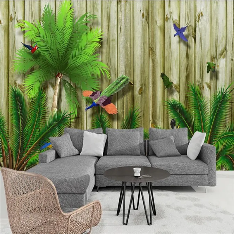 Custom wallpaper Mediterranean tropical bird forest Southeast Asia living room wall decoration waterproof material Custom wallpaper Mediterranean tropical bird forest Southeast Asia living room wall decoration waterproof material