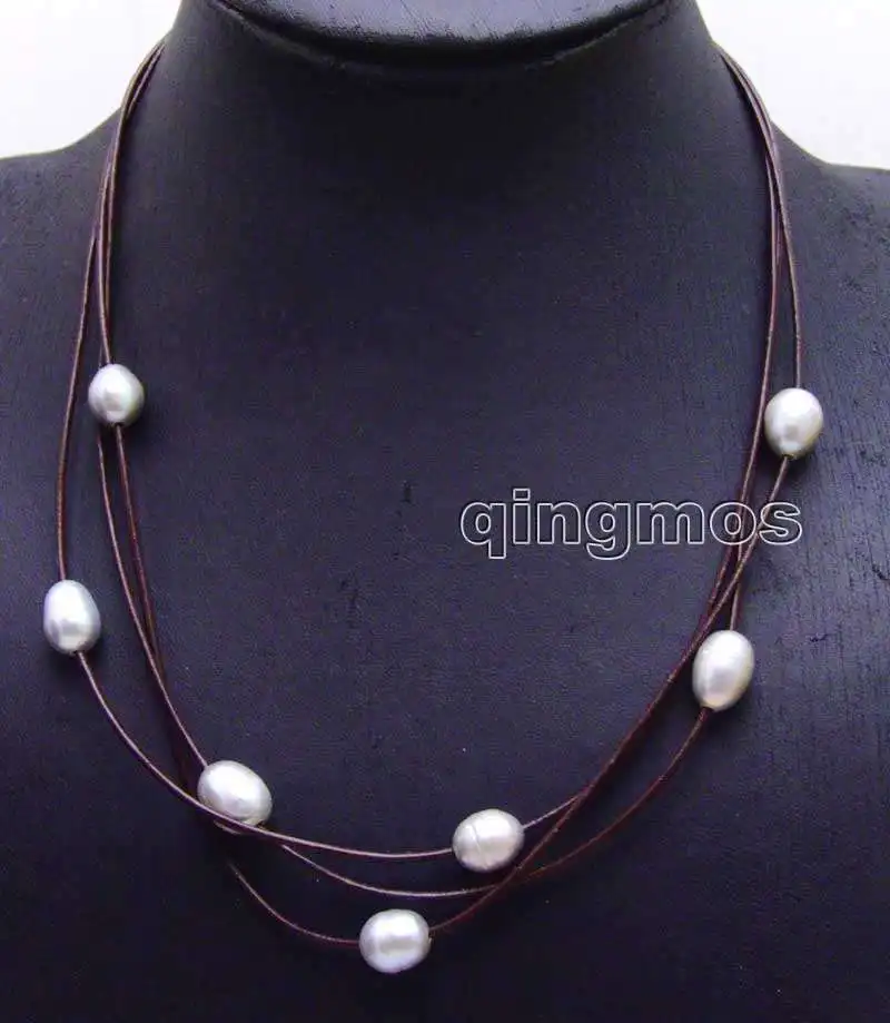 SALE Big 10-11mm Natural gray rice Freshwater Pearls 3 Strands 19-21&quot necklace-nec5936 wholesale/retail Free shipping | Украшения и