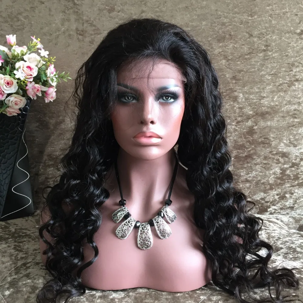 

Long virgin remy 8A grade loose deep wave full lace wigs natural hairline baby hair thick 180% Densityhuman hair full lace wig