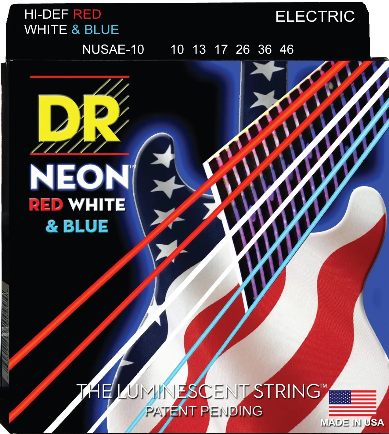 Струны dr Neon Hi-Def K3 покрытием средней Электрогитары струны 10-46 - Цвет: Red n White n Blue