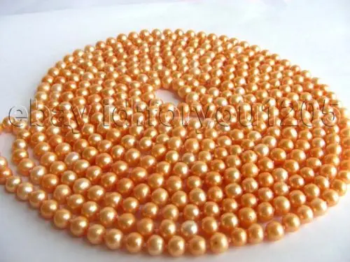 

********Longest 100" Genuine Natural 7mm Golden Pearl Necklace!