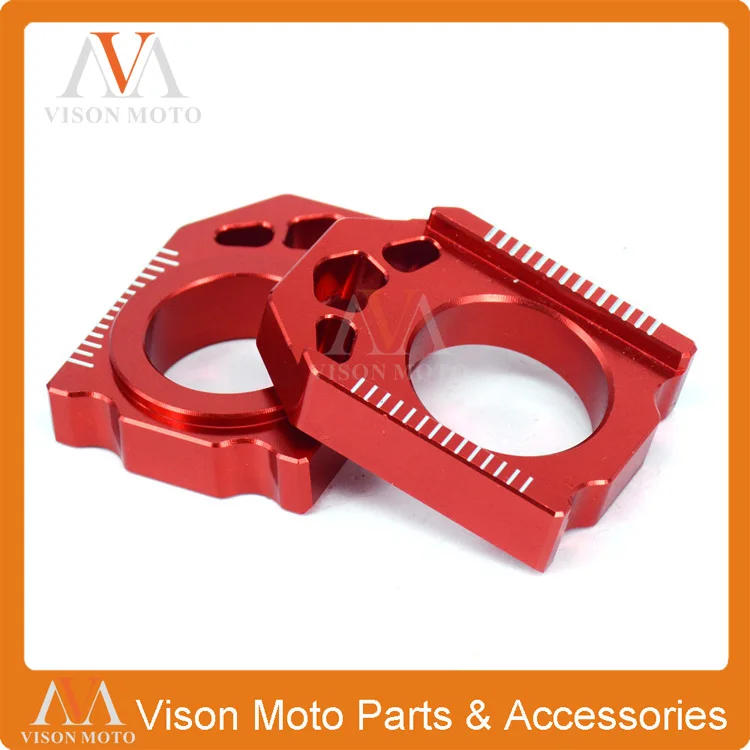 Buy CNC Rear Chain Adjuster Red Axle Block For Honda CR125 CR250 CRF250R