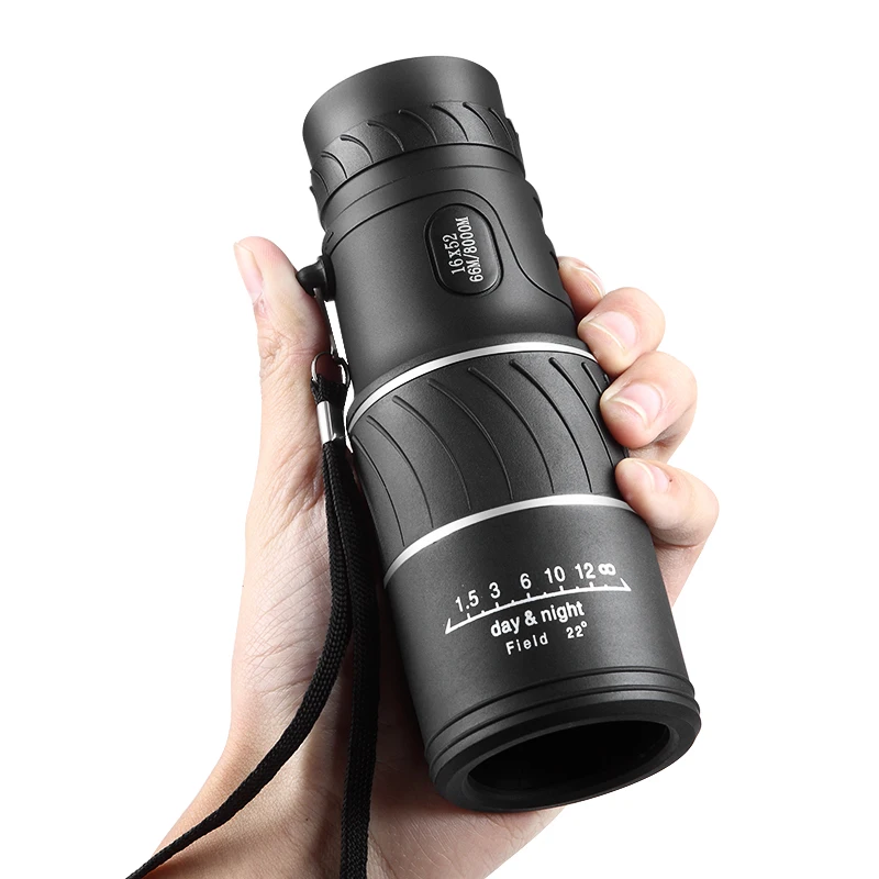 صيد أحادي 16x52 التركيز البصرية عدسة المحمولة HD يوم للرؤية الليلية السفر تلسكوب سبوتينغ نطاق مناظير جيب