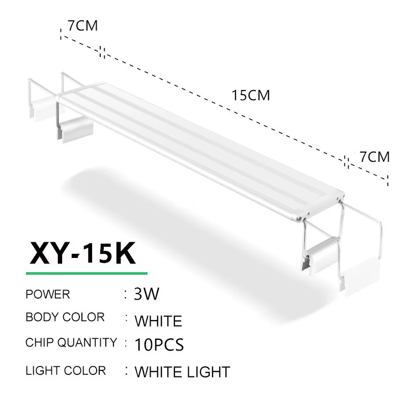 Аквариумный светодиодный светильник 15-57 см, высококачественный светильник для аквариума с выдвижными кронштейнами, белый и синий светодиодный s подходит для аквариума - Цвет: XY-15N White
