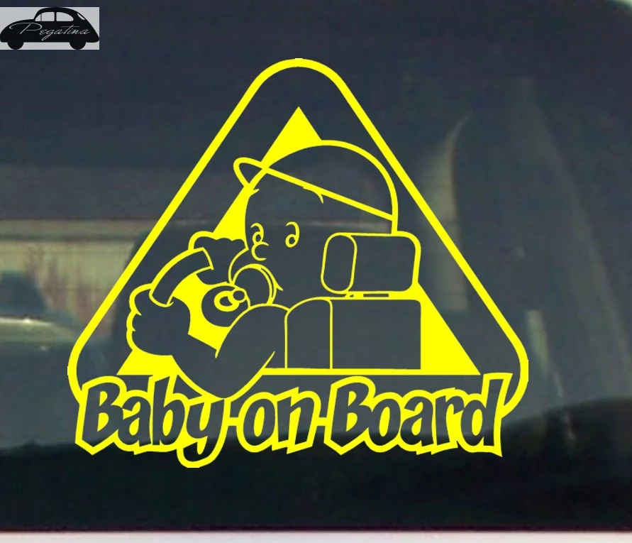 Pegatina Gril Baby In Car Waving Baby on Board Safety Sign Cute Car Decal Vinyl Sticker