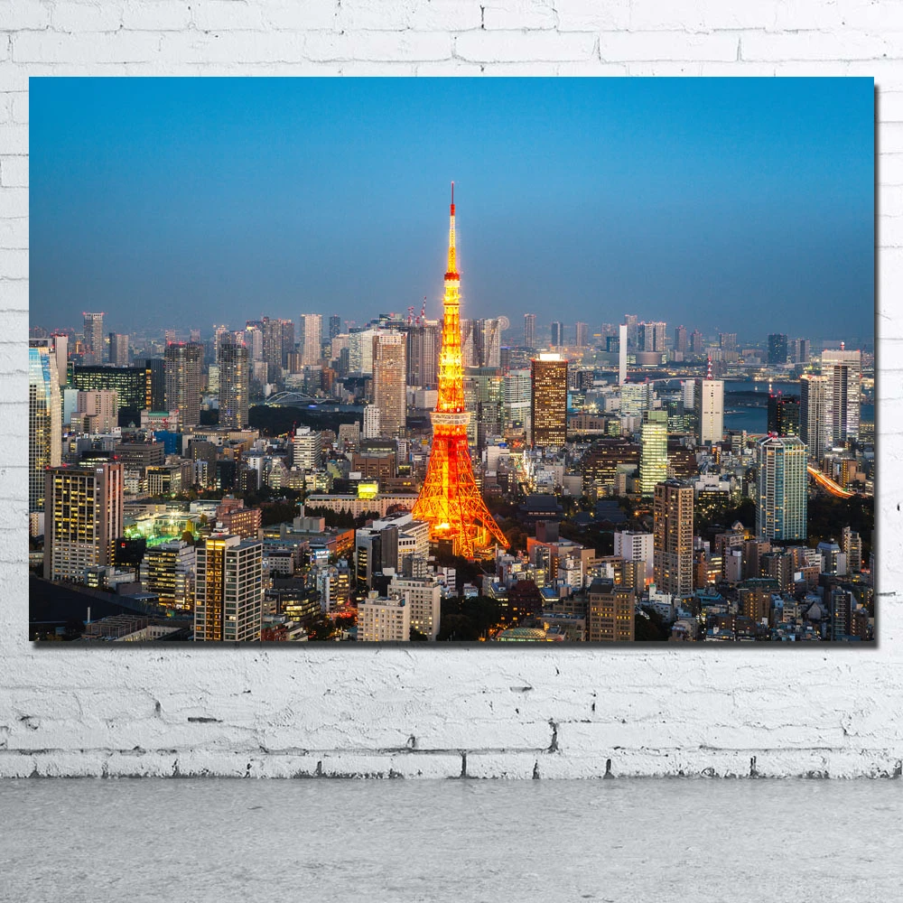Tokyo Cityscape Canvas Mount Fuji Landscape Canvas Wall Art Tokyo Wall Art Decor Asian Decor Ideas. Fuji Printed Decor for Home