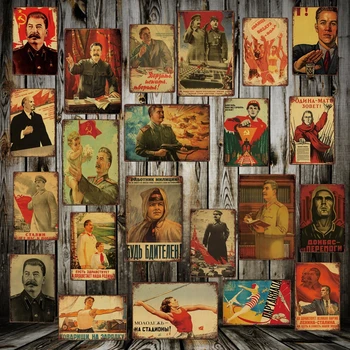 

[ Mike86 ] Stalin Lenin Soviet Socialism Metal Sign Pub Vintage Mural Rust Painting art Sticker Poster Art 20*30 CM LT-1748