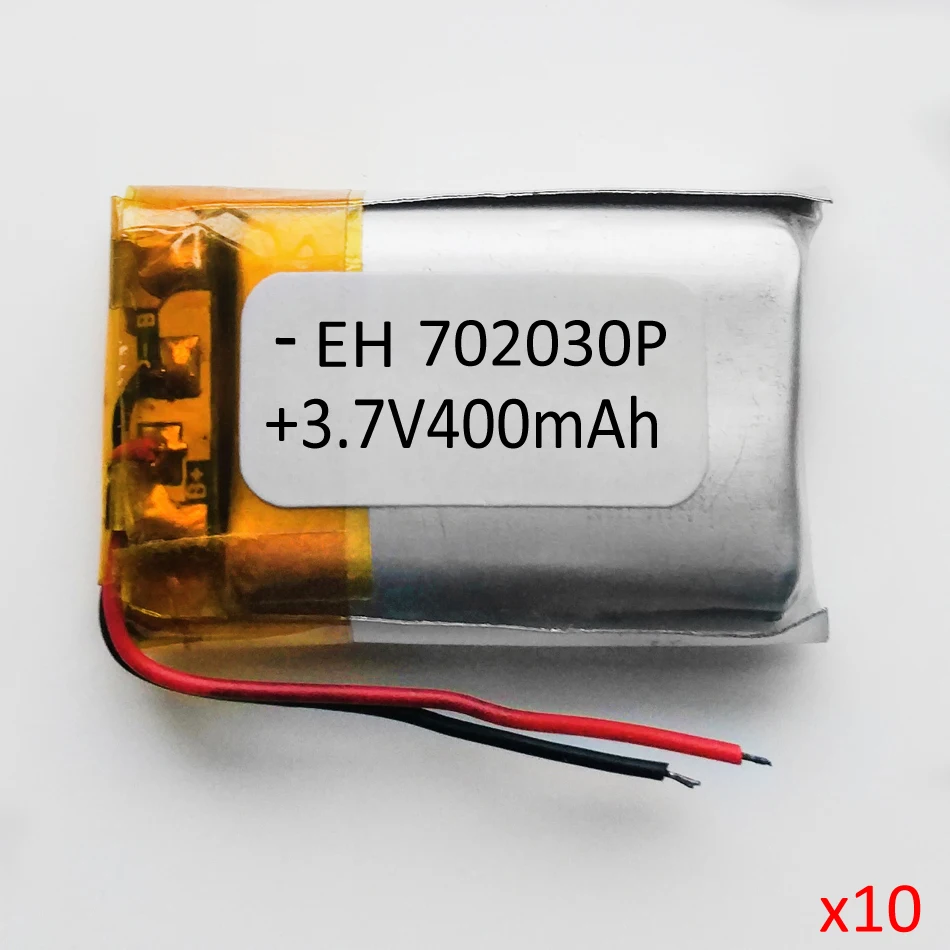 Оптовая продажа 10 шт. 3 7 В 400 мАч 702030 LiPo литиевая полимерная аккумуляторная
