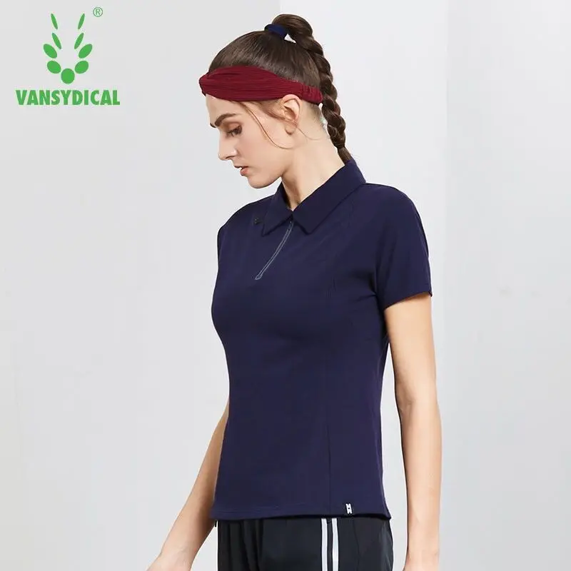 Для женщин гольф футболки короткий рукав спортивные рубашки поло половина молния быстросохнущая Training теннис бег топы Спортивная Плюс Размеры