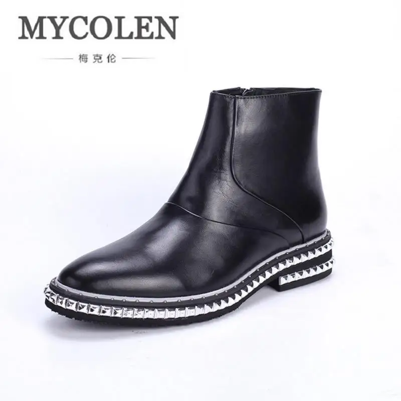 

MYCOLEN New Fashion Men Winter Boots Business Rivet Bottom Men Boots High Top Genuine Leather Men Boots For Men Botines Hombre