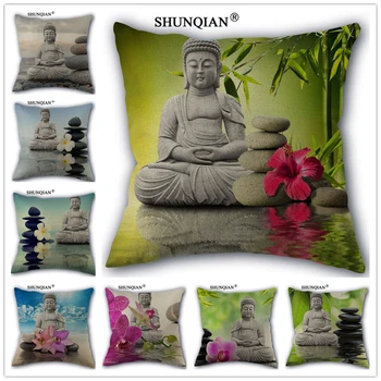 

WJY421 Zen stone Buddha Pillowcase Custom Throw Pillow Case 45x45cm Printed Covers Bed Home Cojines Almofada