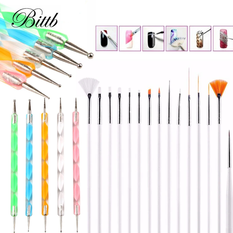 

Bittb Design Nail Art Tools Set Kit Polish Brushes Nail Drawing Brush DIY Painting Rhinestone Dotting Pen Nail Beauty Decoration