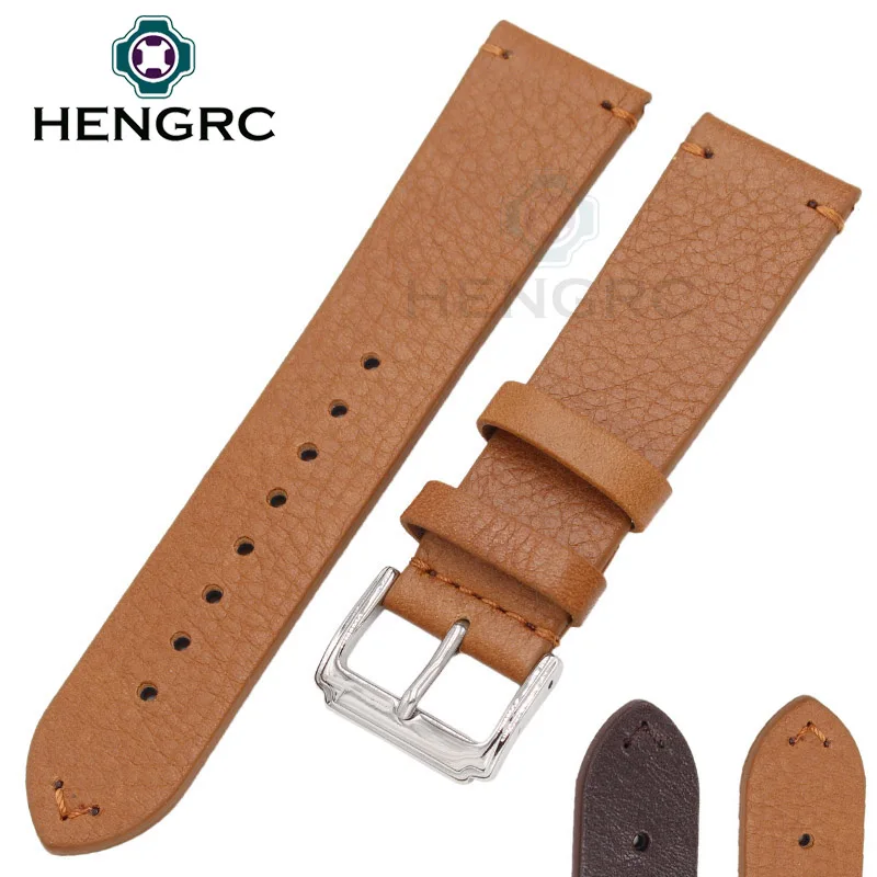 

2017 New Genuine Leather Watchbands 18 20 22mm Men Brown Fashion Watch Band Strap Women Belt Metal Buckle Accessories
