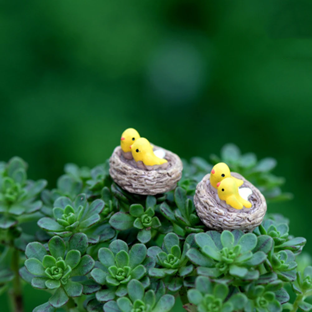 

DIY Mini Nest with Birds Fairy Garden Miniatures Gnomes Moss Terrariums Resin crafts figurines For Home Decoration