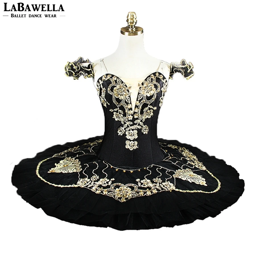 YAGP Competition Platter BT9131Adults Black Gold Professional Ballet Tutus Women Ballerina Costume Pancake Performance Tutu