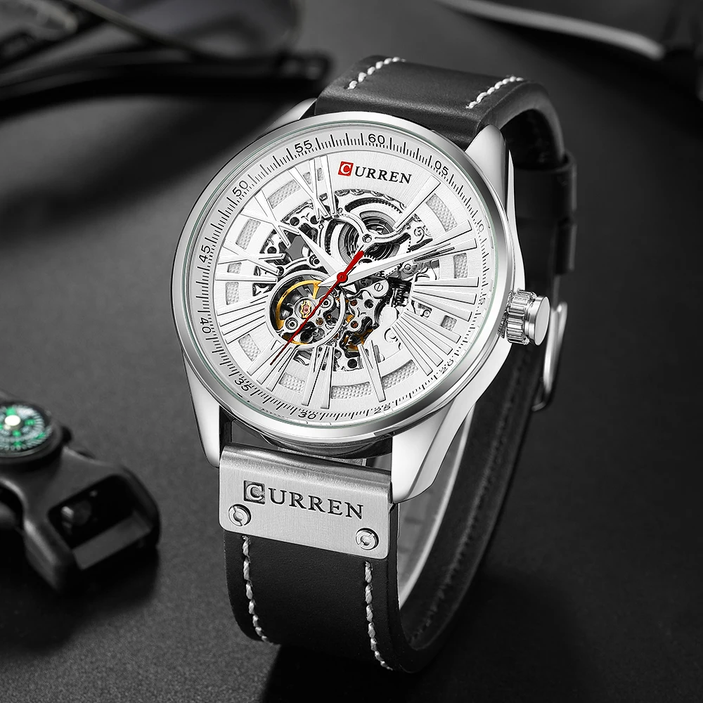 CURREN автоматические механические часы мужские модные роскошные брендовые аналоговые часы мужские водонепроницаемые креативные наручные часы Relogio Masculino