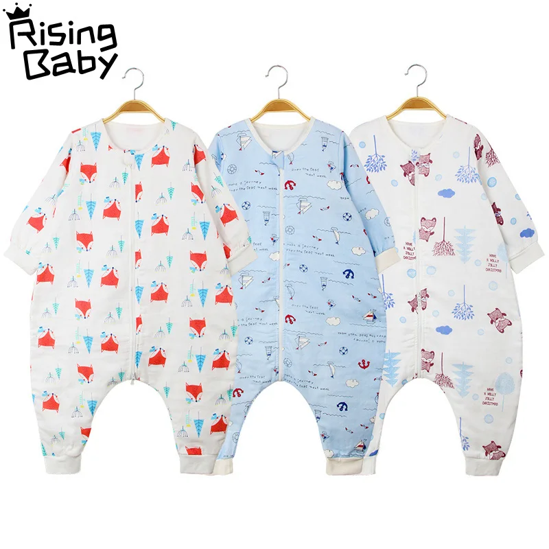 

Baby Sleeping Bag Cottton Muslin Sleepwear For Spring Summer Cartoon Long Sleeve Sleepsack For Children Breathable Kids Pajama