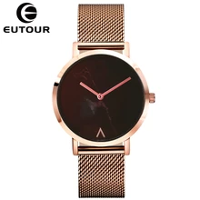 EUTOUR Watch Women Fashion Simple Ladies Watch Rose Gold Quartz Clock Women Marble Waterproof Ultra Thin Ladies Wrist Watches fashion women wrist watch marble surface stainless steel band quartz movement rose gold simple ladies fashion dress wristwatches