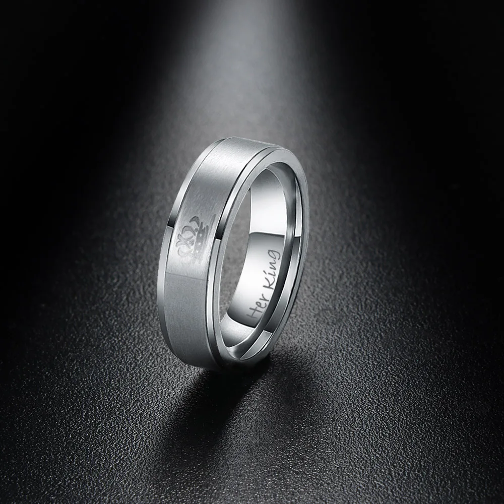 

1 PC New Fashion Vintage Stainless Steel Couple King Queen Rings for Lovers Engagement Jewelry Wedding Party Rings Wholesale