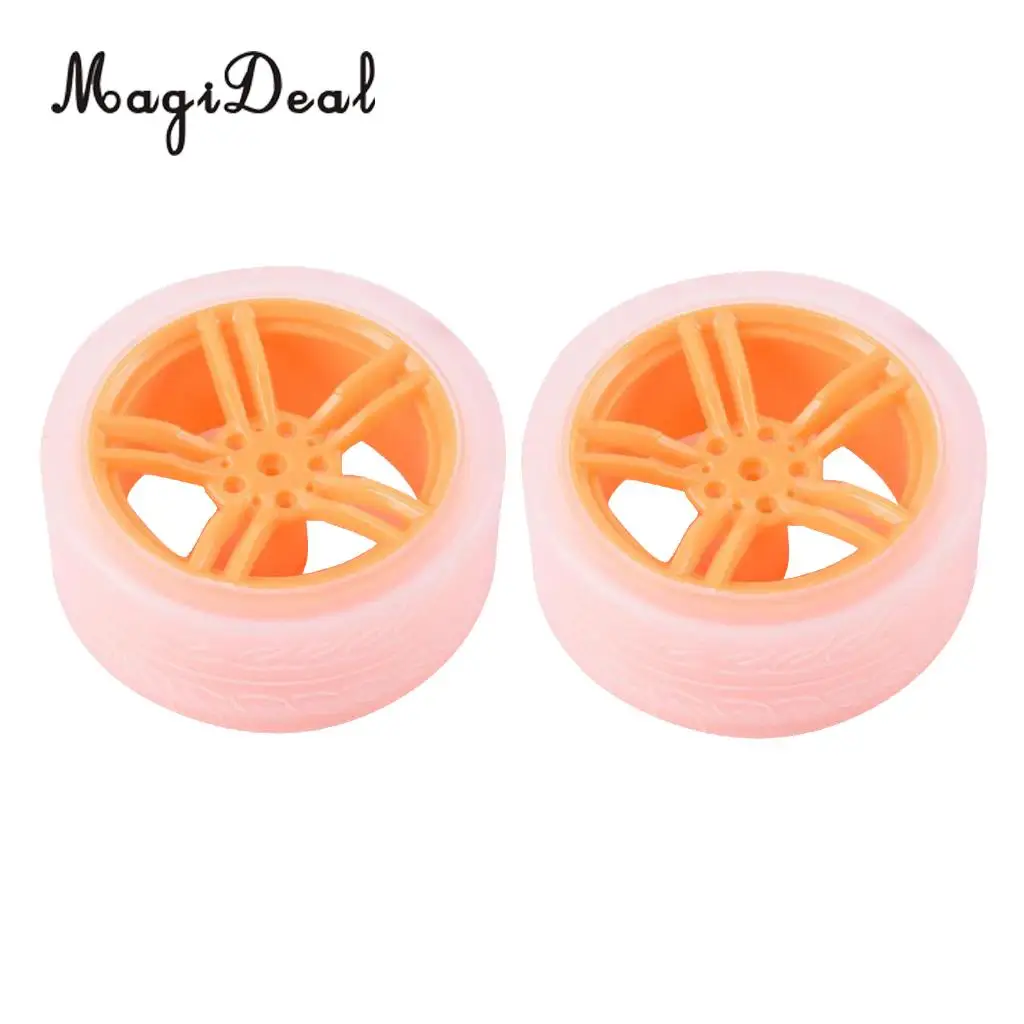 MagiDeal 2Pcs DIY Rubber Plastic Motor Wheel Tyre Tire for Smart Robot Car wheels Handmade Crafts RC Motor Car Parts Toys