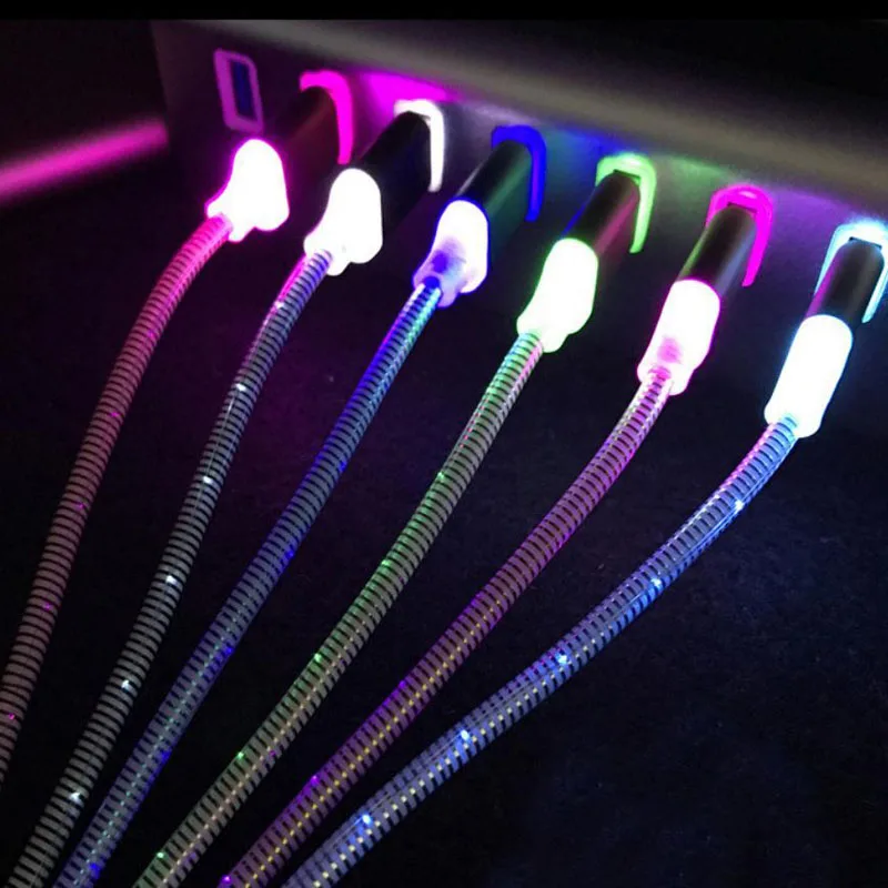 

Wholesale Colorful Led Light Data Line For Iphone8 Fast Charging Line Android Mobile V8 General Car Charging Cable
