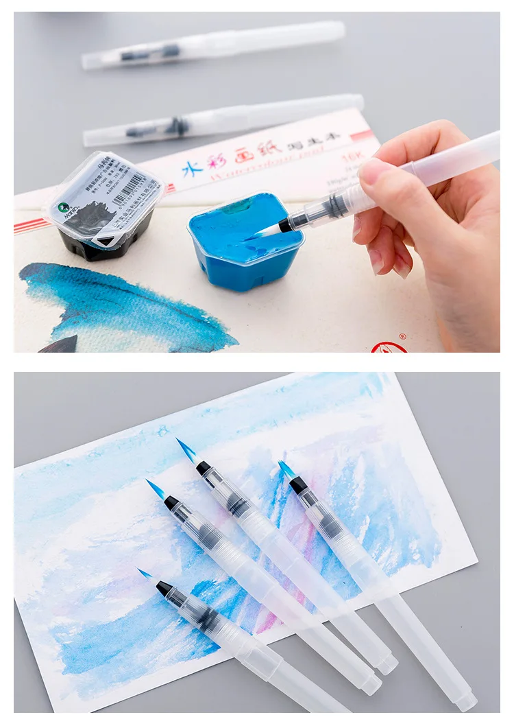 4 шт./компл. студенты краски кисточки кисть Акварельная карандаш мягкая вода цвет ручка для начинающих для живописи, рисования поставки