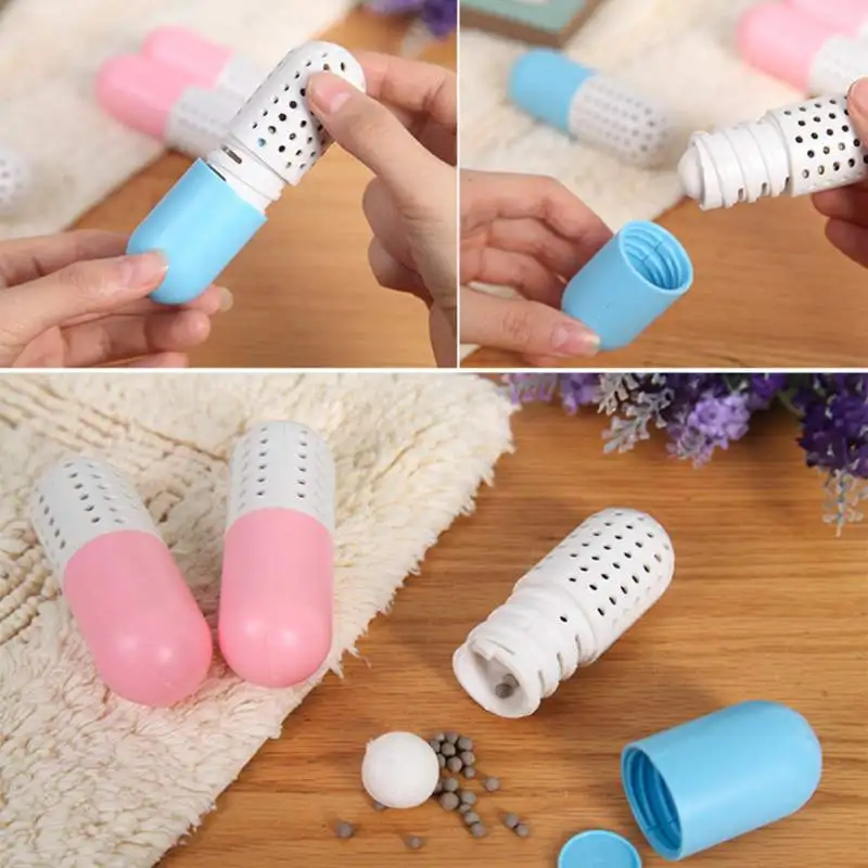 

2pcs Capsule Shape Desiccant Shoe Deodorant Dryer Deodorizer Smell Absorber Hygroscopic Agent for Drawer Closet Moisture Proof