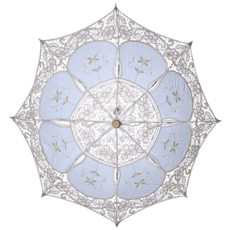 Модный кружевной зонтик хлопок вышивка белый/слоновая кость Кружевной Зонтик Свадебные Зонты украшения