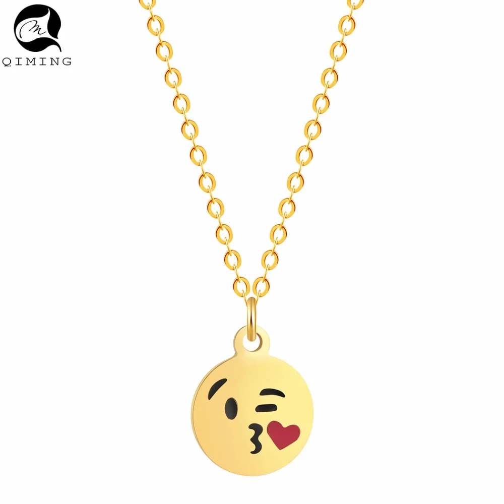 

Silver Gold Heart Love Emoji Kiss Necklace Women Christmas Gift Vintage Jewelry Choker Necklace for Women Bijoux