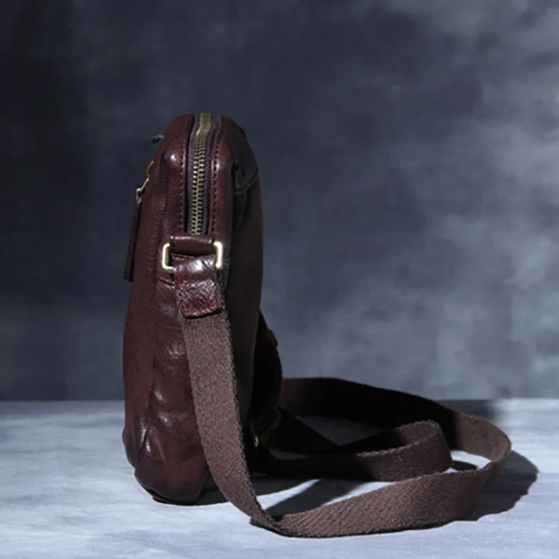 AETOO Casual men's head cowhide small bag retro leather shoulder crossbody bag