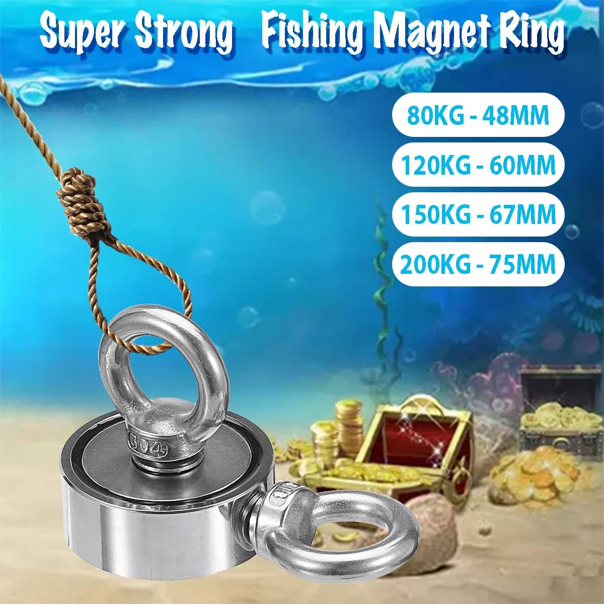 

Double Ring Search Recovery Strong Neodymium Magnet Circular Ring Hook Steel Salvage Fishing 48/60/67/75mm