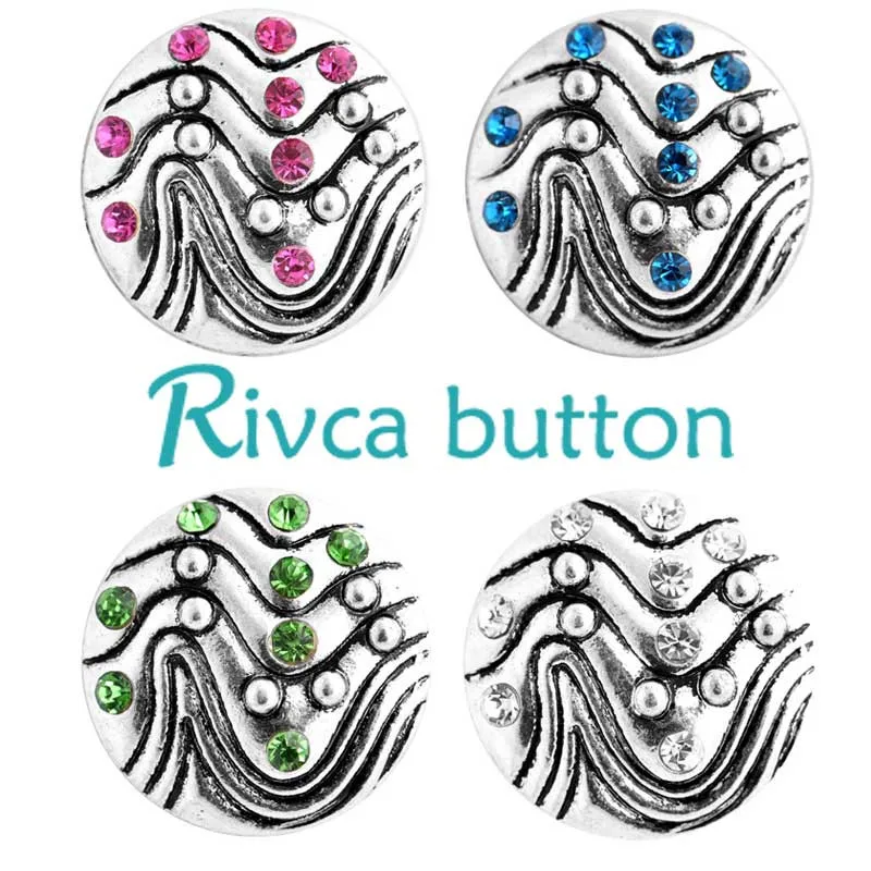 Rivca Snap Bracelets For Women 4 Colour Ancient Silver Plating 18mm Rhinestone Charm jewelry | Украшения и аксессуары