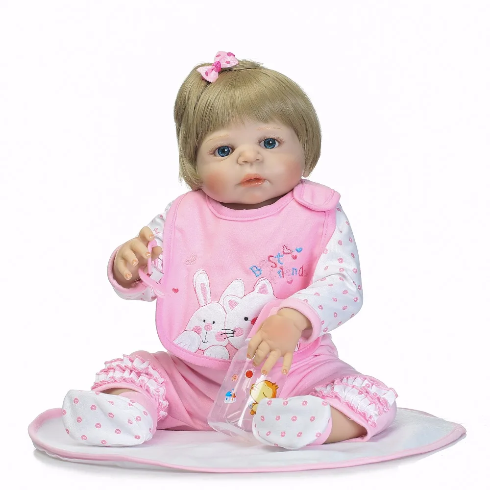 NPK 55 см полная силиконовая кукла-Реборн, Реалистичная кукла-младенец, кукла-младенец, светлые волосы, Реборн, детские игрушки, подарки для детей, Bonecas