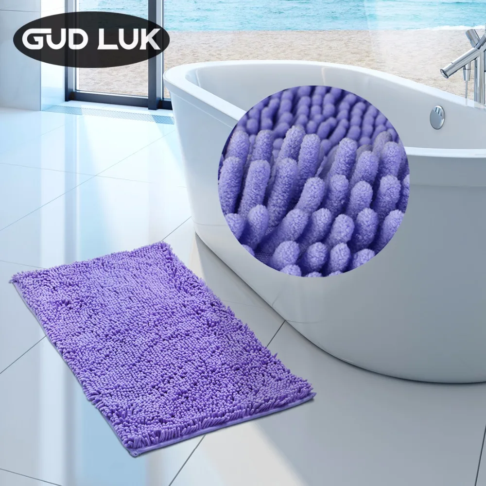 Solid Microfiber Chenille Floor Mat Water Absorbing Shaggy Rug Entrance