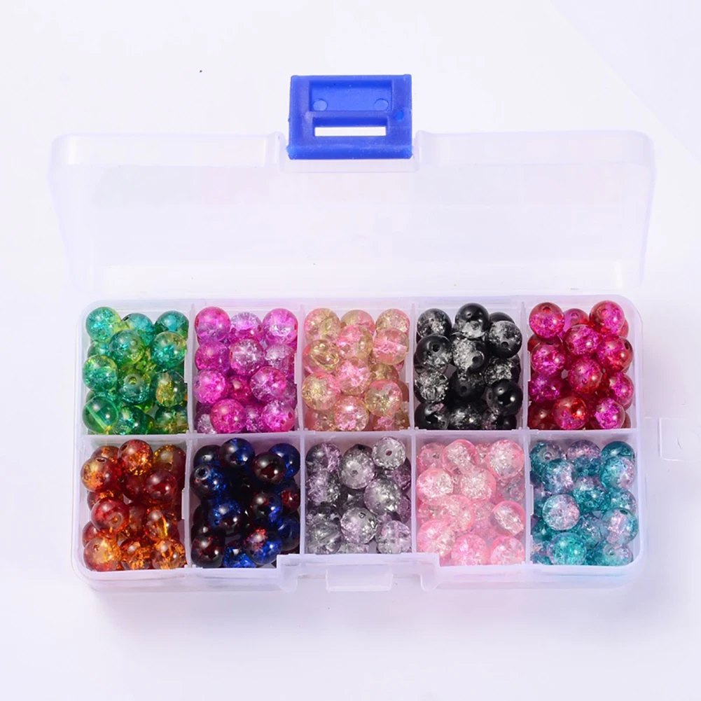 10 perles rondes en verre craquelé au chalumeau bricolage accessoire de collier artisanal