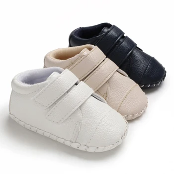 

White Baby Boy Shoes Breathable Anti-Slip PU Shoes Casual Sneakers Toddler Soft Soled First Walkers