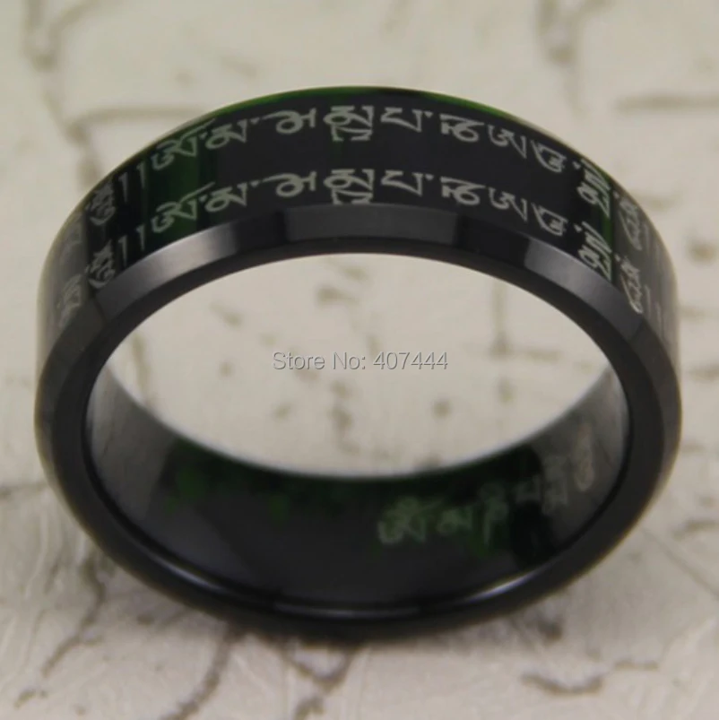 Мужское вольфрамовое кольцо YGK черное из тибетского буддизма 8 мм|wedding rings overstock|ring