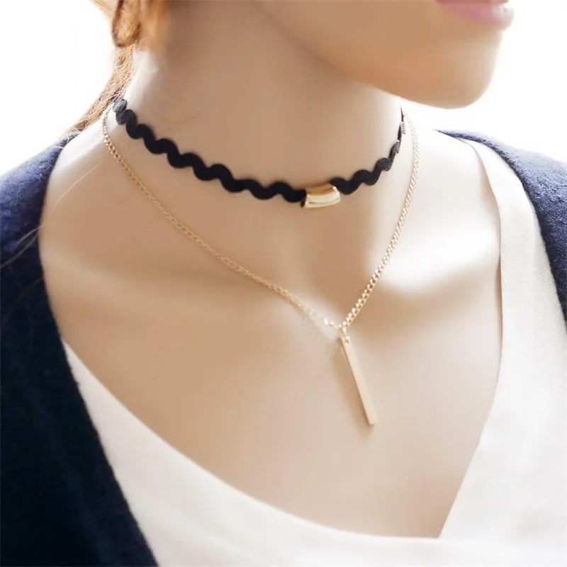 

The 2016 Fashion Jewelry Necklace Choker Alloy Punk Style Sequins Multilayer Chain Pendant Necklace women jewelry Clavicle