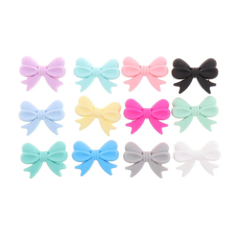 Fkisbox20pcs 식품 등급 실리콘 비즈 Bowknot 젖니 Teether 액세서리 DIY 젖니 목걸이 엄마 Mordedor 실리콘 Bebe