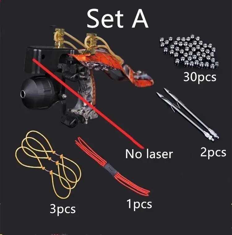 Высокая скорость Охота Рыбалка слинг лук запястье Рогатка С рыболовным колесом Лазерная Рогатка Ночная охота Рогатка для рыбалки Дартс - Цвет: Set A