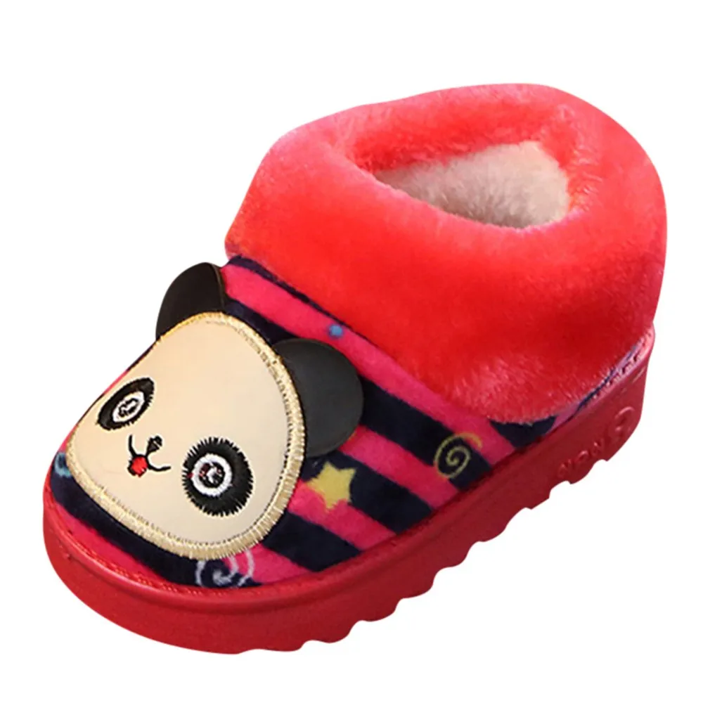 Детские зимние теплые домашние тапочки в полоску с героями мультфильмов для